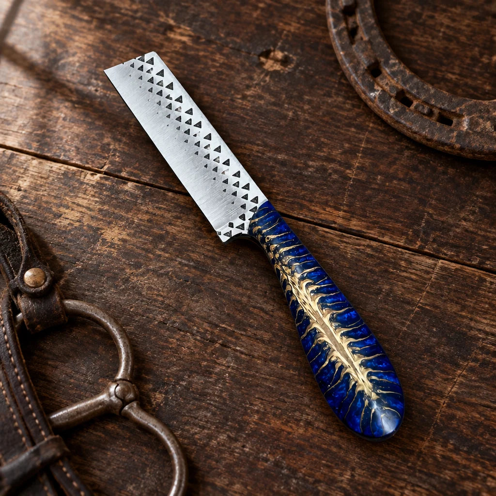 Blue Pine Outlaw — Handmade Farrier Rasp Knife