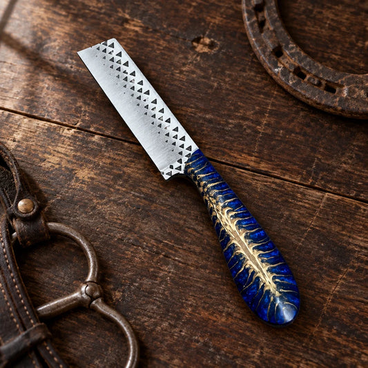 Blue Pine Outlaw — Handmade Farrier Rasp Knife