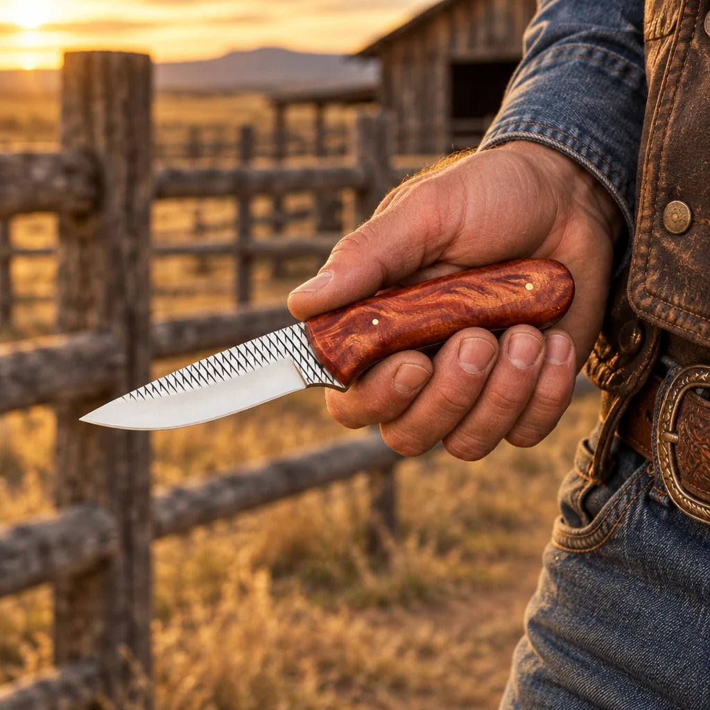 Rustler’s Sunset — Handmade Farrier Rasp Knife