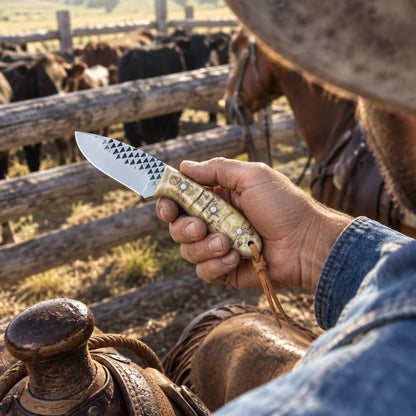 Sheephorn Drifter — Handmade Farrier Rasp Knife