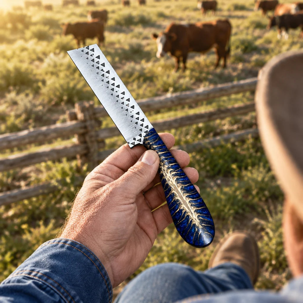 Blue Pine Outlaw — Handmade Farrier Rasp Knife