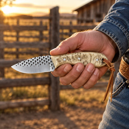 Sheephorn Drifter — Handmade Farrier Rasp Knife