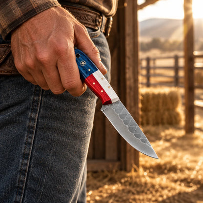 Texas Lone Star Rider — Handmade J2 Steel Knife