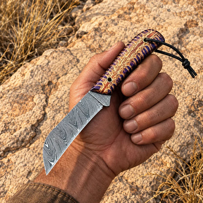 Purple Pine Maverick — Handmade Damascus Steel Knife