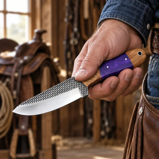 Purple Rosewood Renegade — Handmade Farrier Rasp Knife