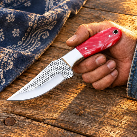 Crimson Prairie Rider — Handmade Farrier Rasp Knife