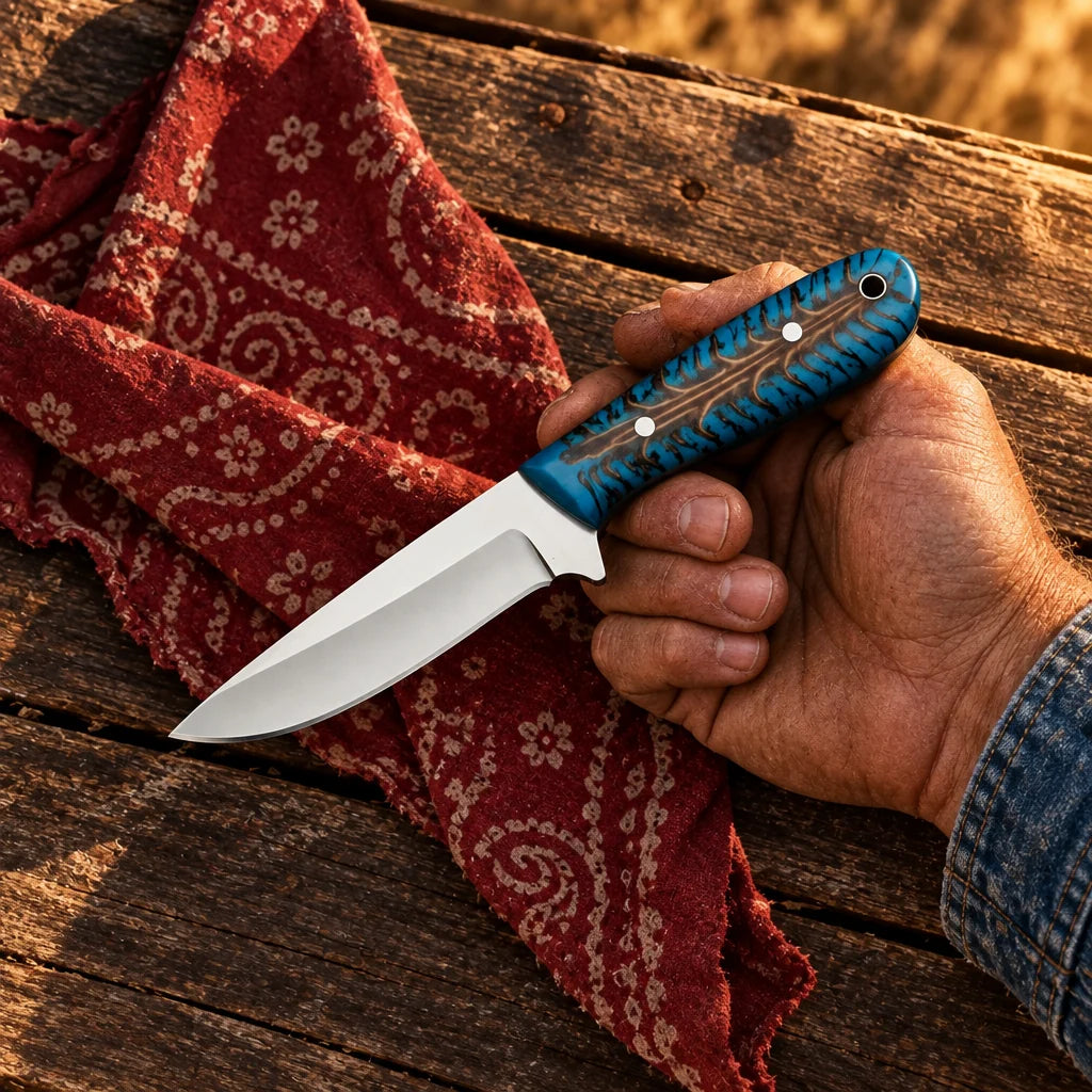 Blue Pine Trail Boss — Handmade J2 Steel Knife