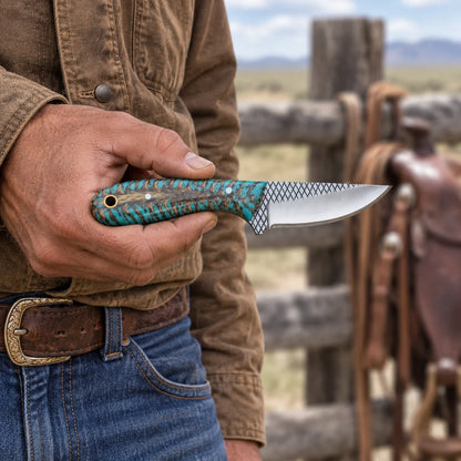 Turquoise Trail Rider — Handmade Farrier Rasp Knife
