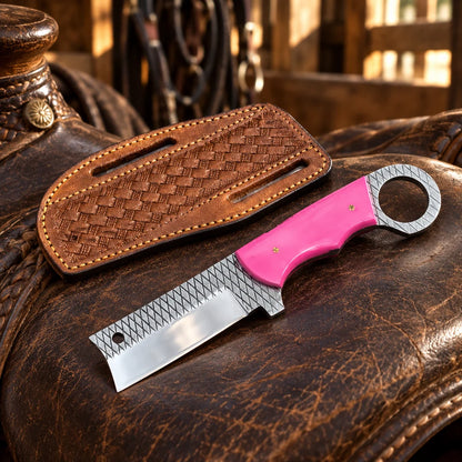 Pink Spur Outlaw — Handmade Farrier Rasp Knife