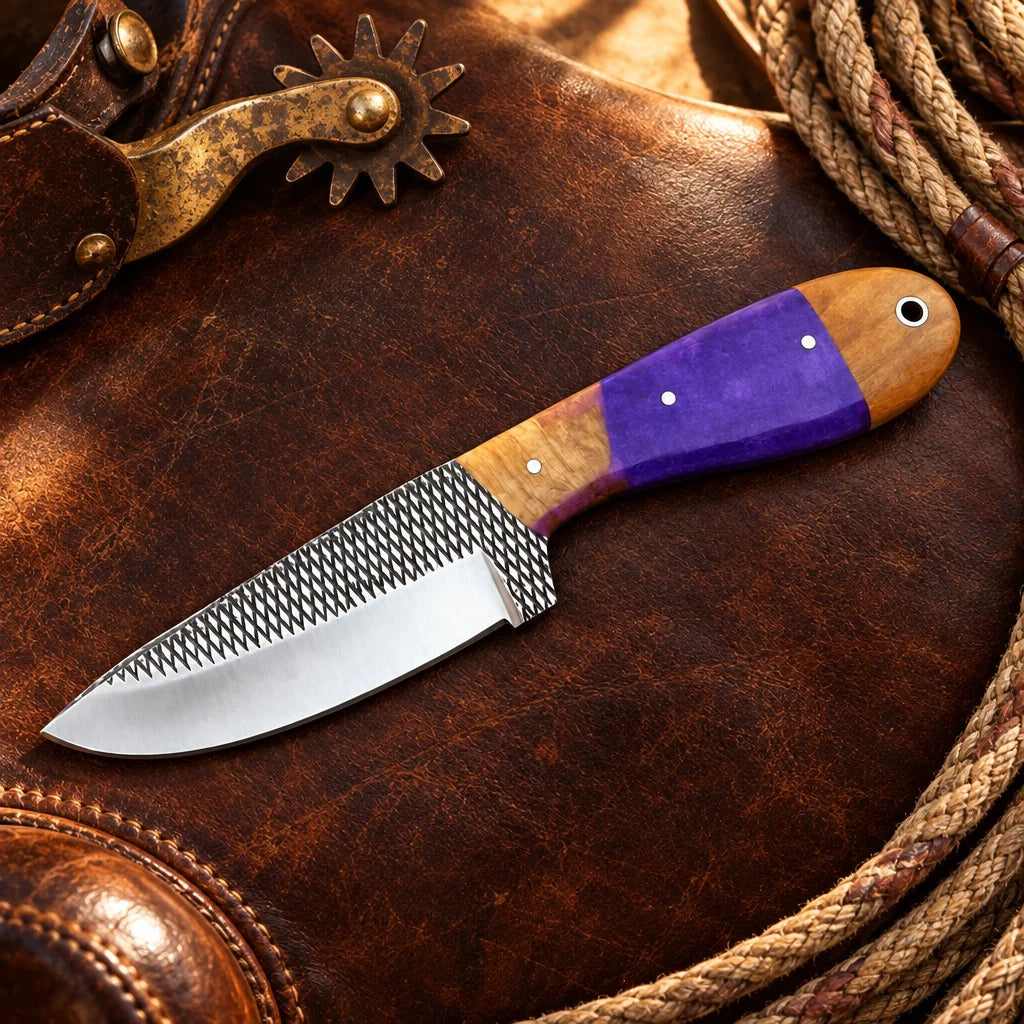 Purple Rosewood Renegade — Handmade Farrier Rasp Knife