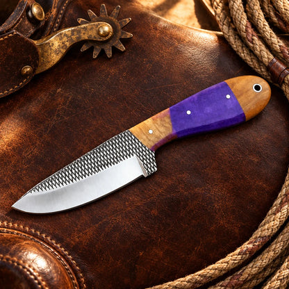 Purple Rosewood Renegade — Handmade Farrier Rasp Knife