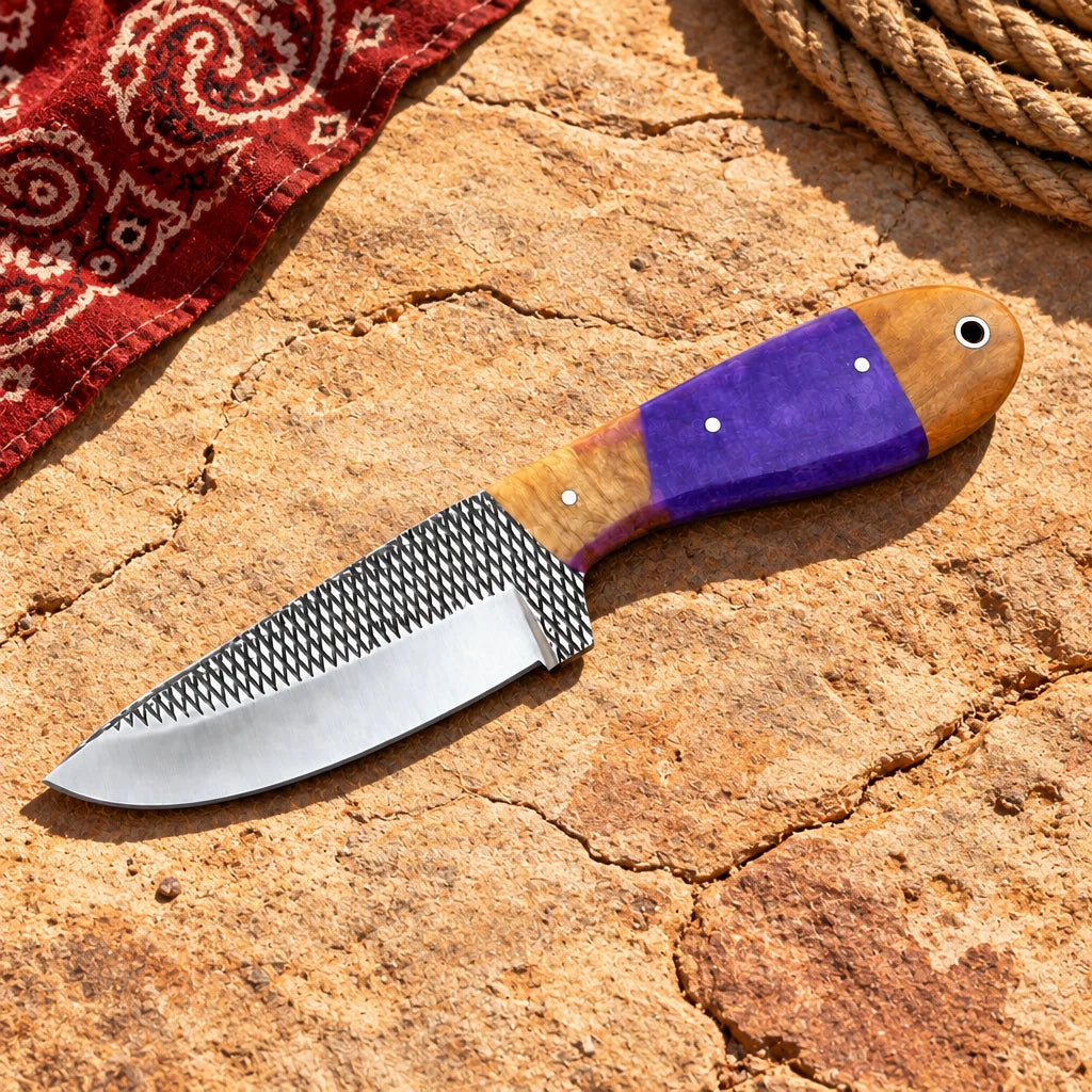 Purple Rosewood Renegade — Handmade Farrier Rasp Knife