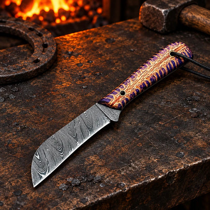 Purple Pine Maverick — Handmade Damascus Steel Knife