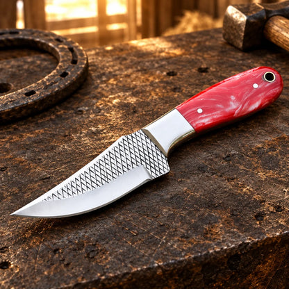 Crimson Prairie Rider — Handmade Farrier Rasp Knife