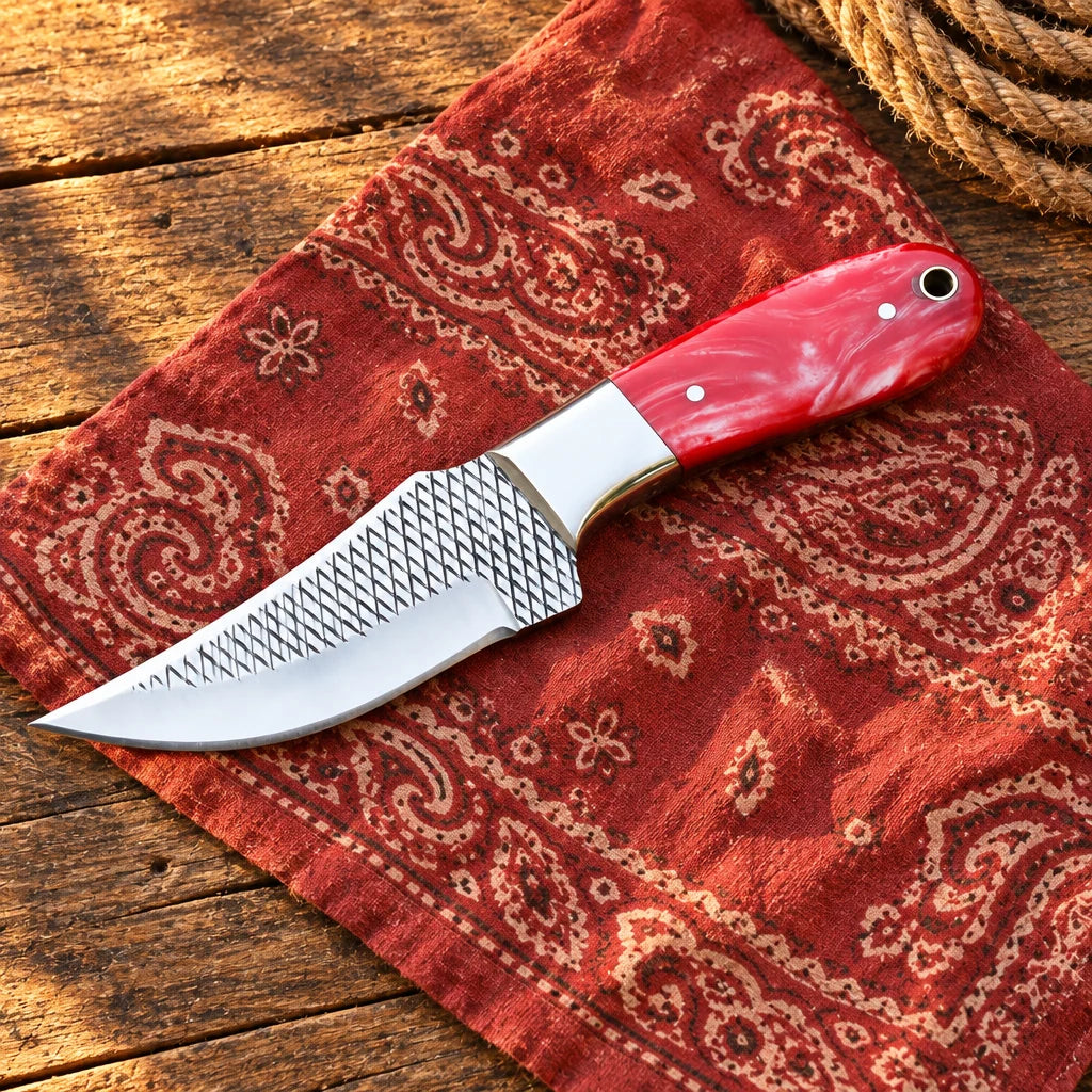 Crimson Prairie Rider — Handmade Farrier Rasp Knife