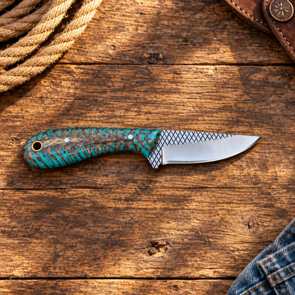 Turquoise Trail Rider — Handmade Farrier Rasp Knife